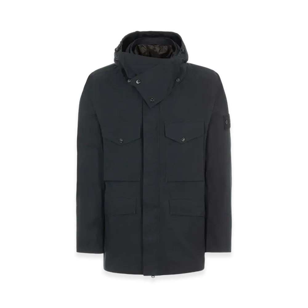 Stone Island 437F1 Ghost Piece O-Ventile Hooded Jacket - 22FW "Black"