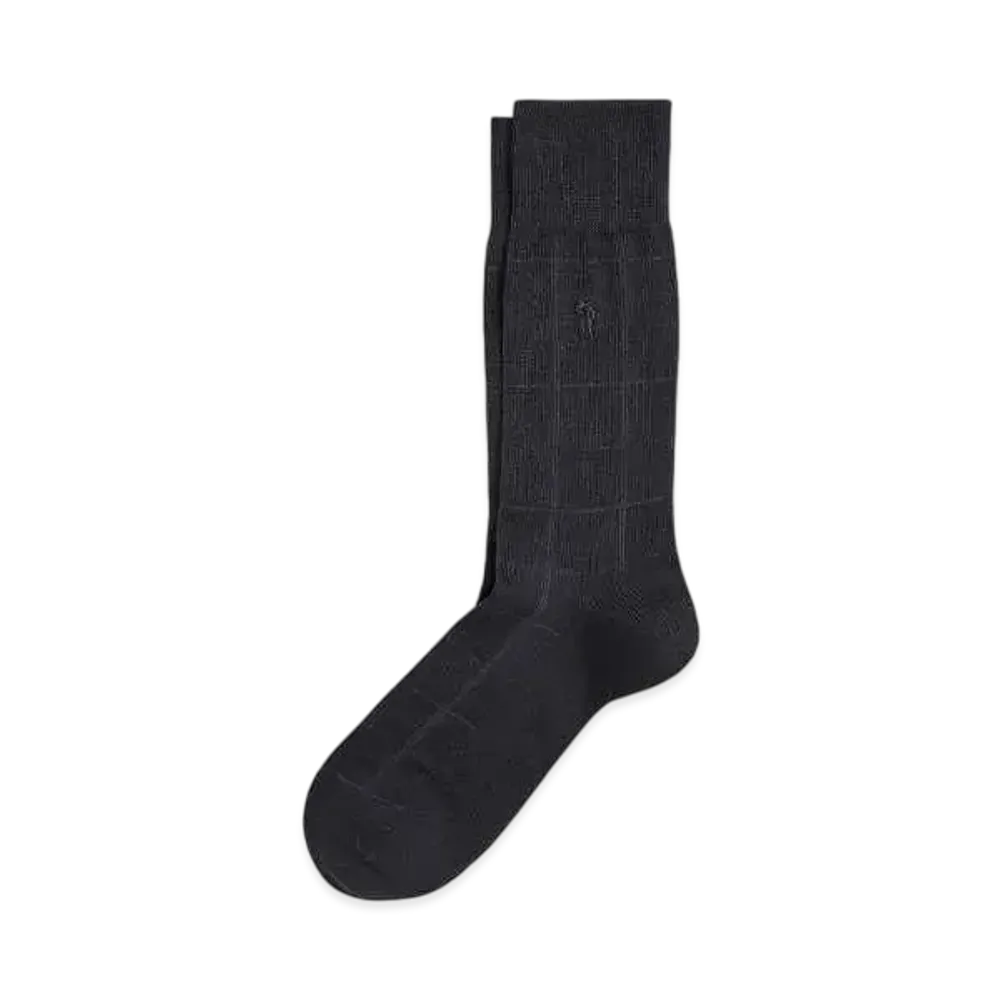 Polo Ralph Lauren Tonal Check Cotton Blend Dress Socks "Gray"