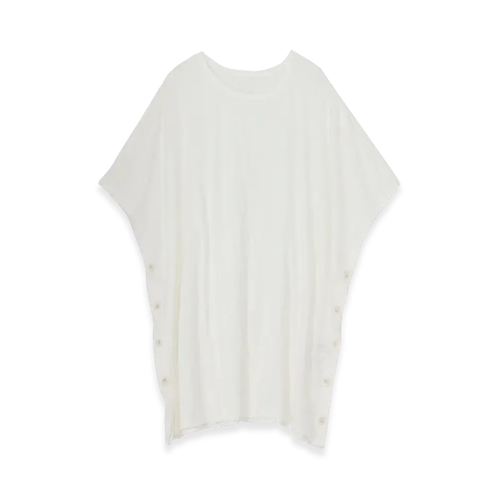Ground Y Cathc Washer Wrinkle Jersey Side Button Short Sleeved T-Shirt "White"