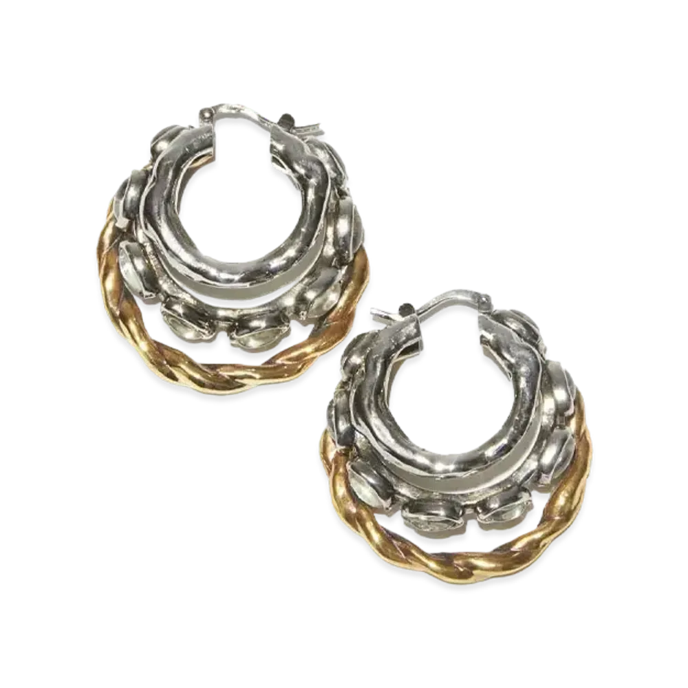 Acne Studios Multi Hoop Earrings "Antique Silver/Antique Gold"