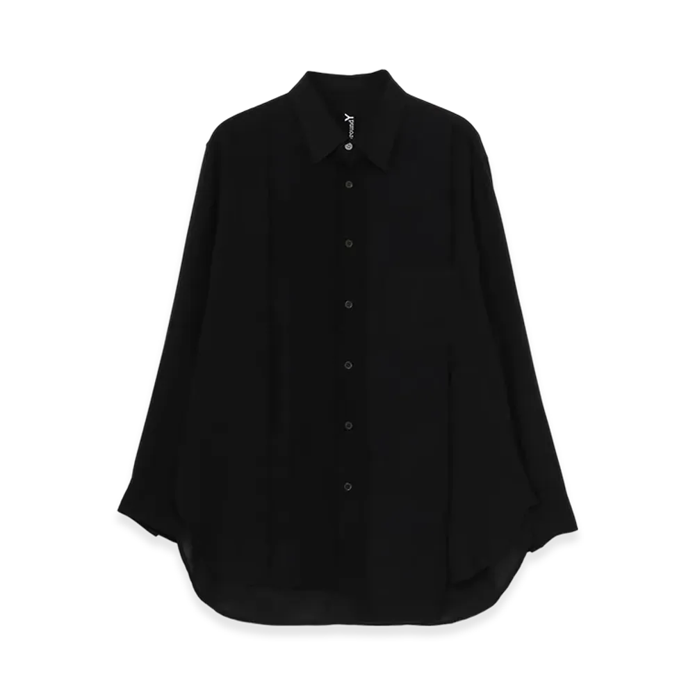 Ground Y Switching Material Front Panal Long Black Shirt "Black"