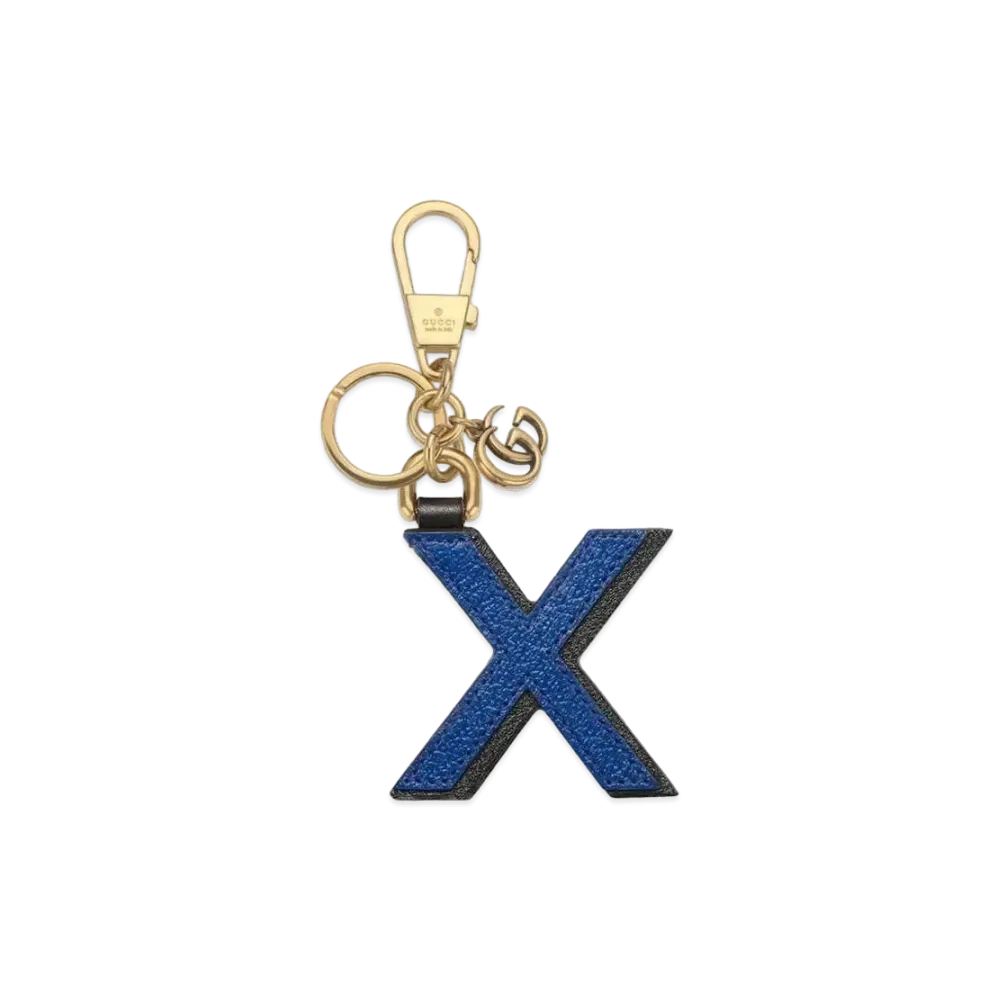 GUCCI Letter X Keychain Leather "Dark Blue/Black"