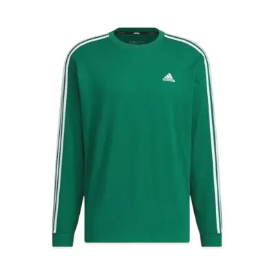 adidas Essentials Plus Loose Fit Three Stripes Long Sleeve T-Shirt "Collegiate Green"