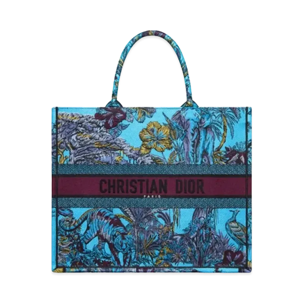 Dior Large Dior Book Tote Toile de Jouy Voyage Embroidery "Celestial Blue"