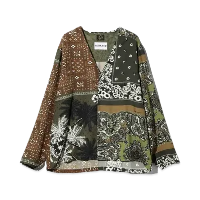 Needles x NOMA T.D. V Neck Shirt - Patchwork "Green"
