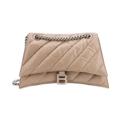 BALENCIAGA Crush Medium Chain Bag Quilted "Brown"