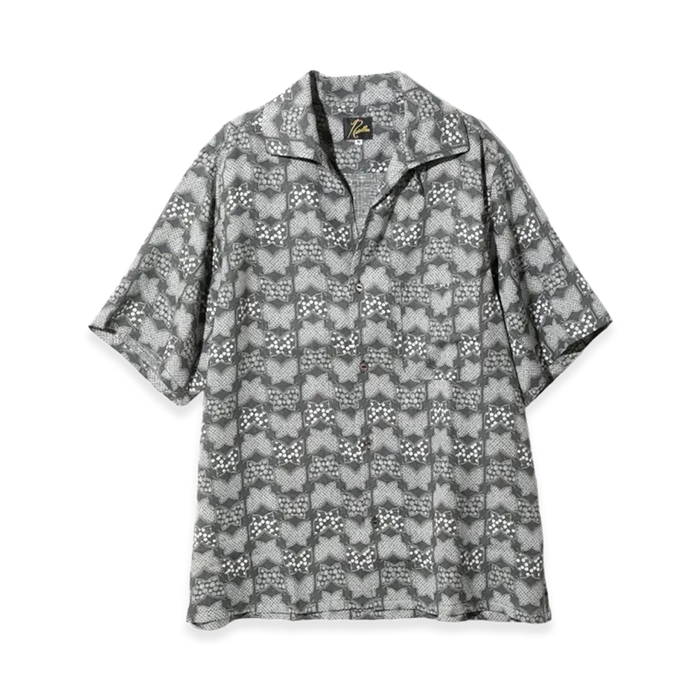 NEEDLES Short Sleeve Italian Collar Shirt - Papillon Print "Black"