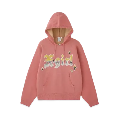 X-Girl Gradient Logo Jacquard Knit Hoodie "Pink"