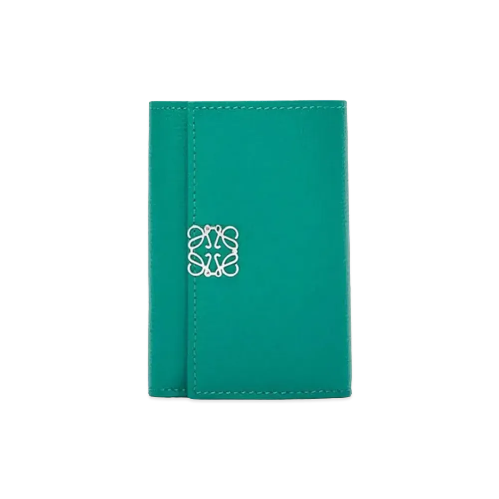 LOEWE Anagram Small Vertical Wallet In Pebble Grain Calfskin "Emerald Green"