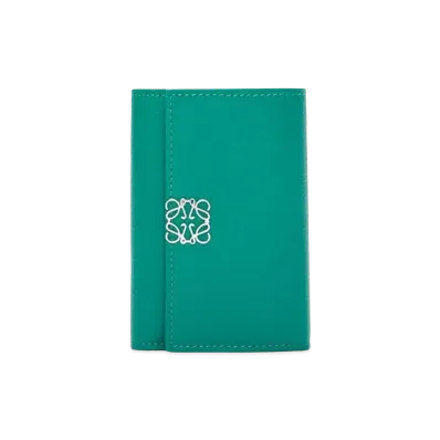 LOEWE Anagram Small Vertical Wallet In Pebble Grain Calfskin "Emerald Green"