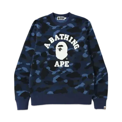 A BATHING APE Color Camo College Crewneck "Navy"