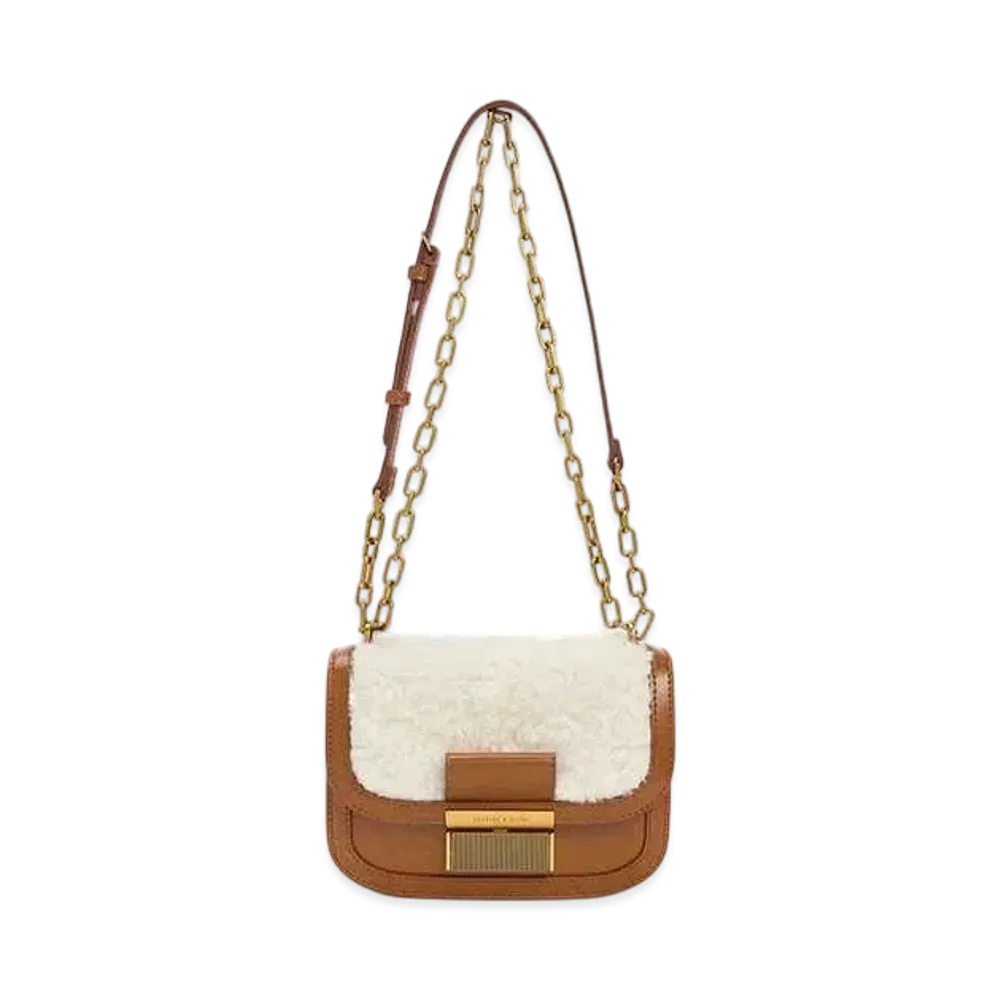 CHARLES & KEITH Charlotte Furry Chain Strap Bag "Multi"