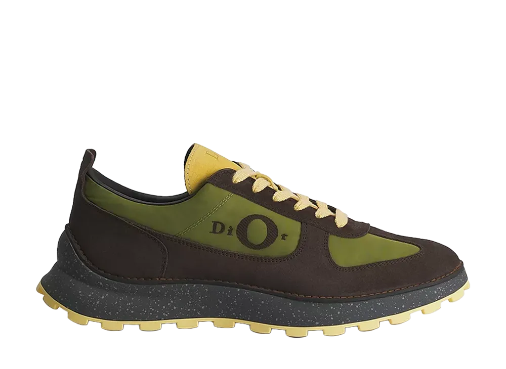 Dior Squash Sneaker Suede Calfskin and Technical Fabric "Brown/Yellow/Green"