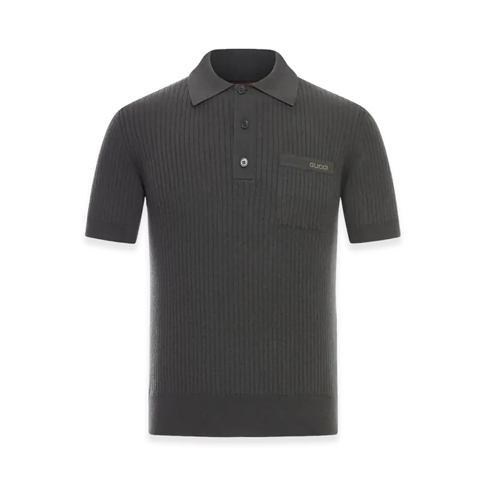 GUCCI Wool Blend Polo Shirt "Green"