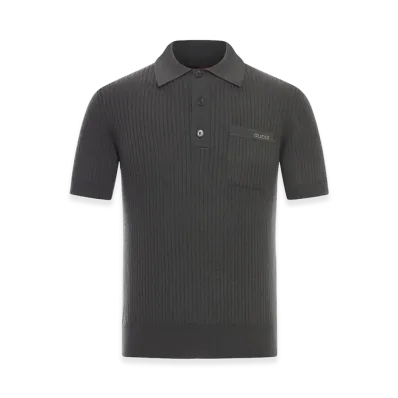 GUCCI Wool Blend Polo Shirt "Green"