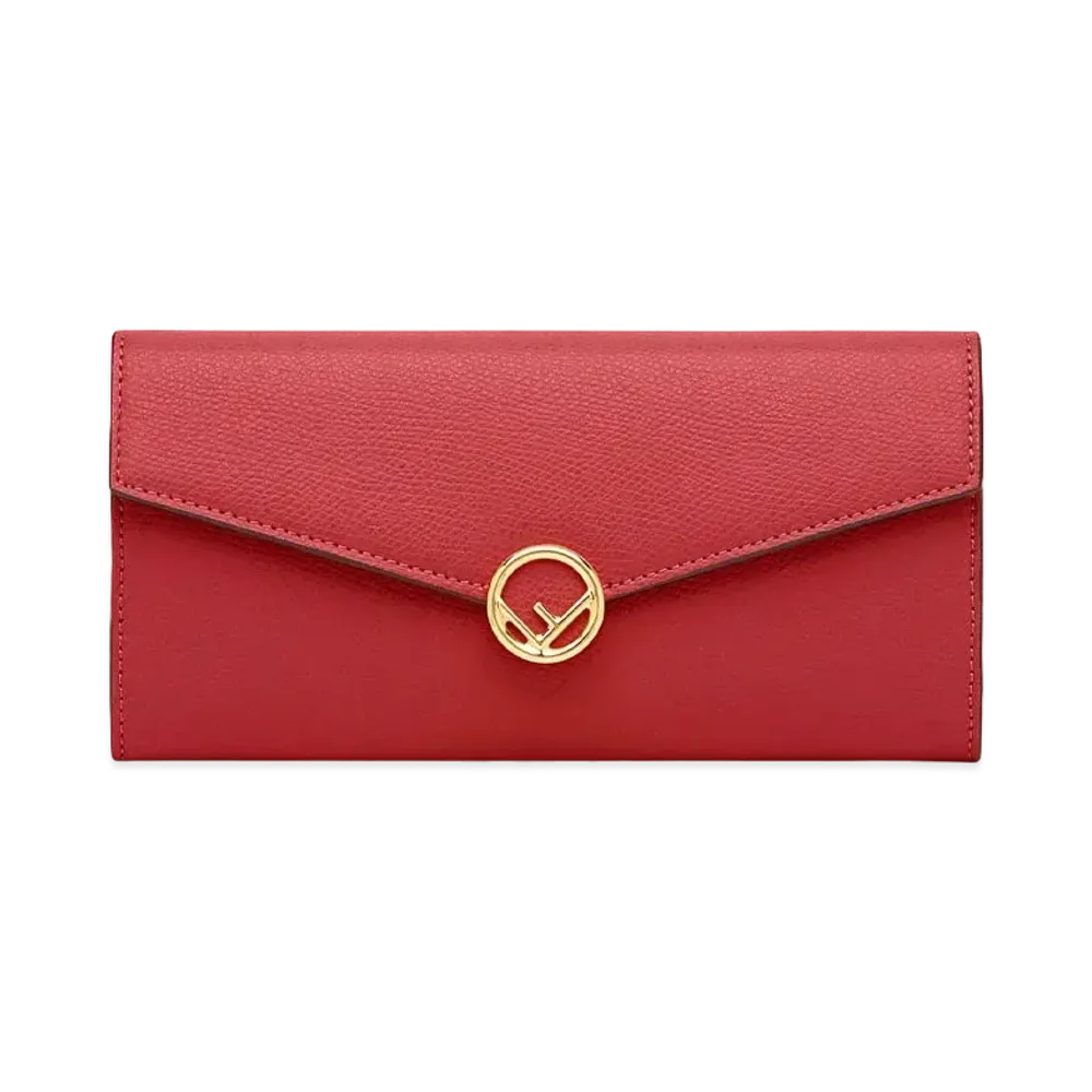 FENDI Continental Purse Leather Wallet "Red"