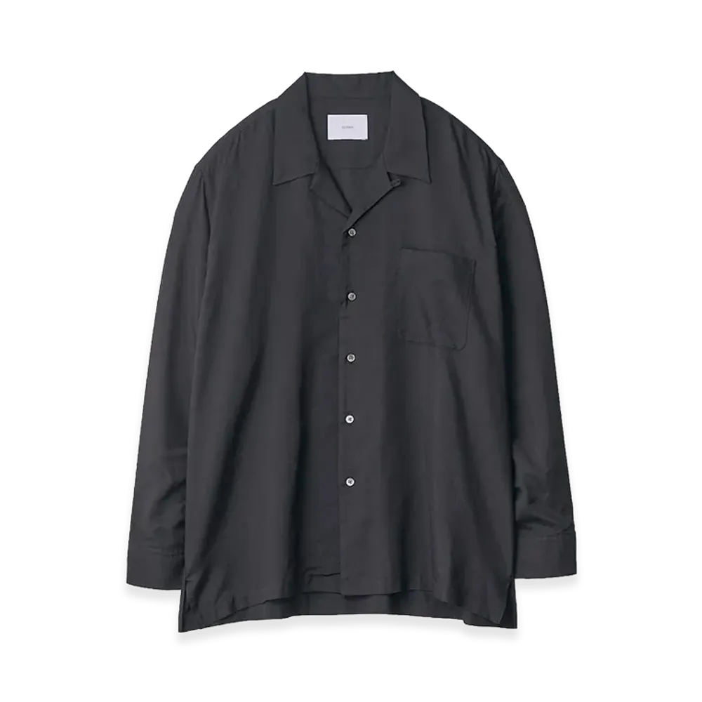 ssstein Silk Cupro Twill Open Collar Shirt "Black"