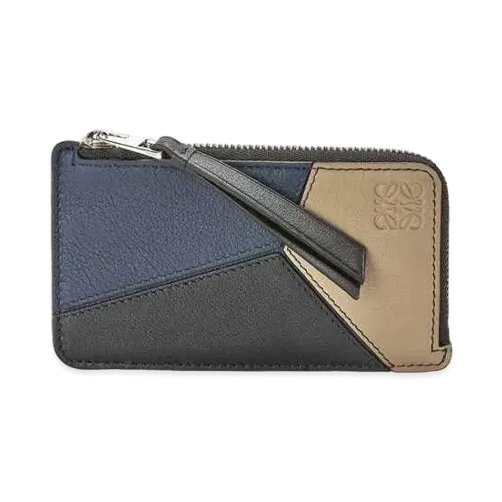 LOEWE Puzzle Coin Card Holder Classic Calf "Dark Toffee/Black"
