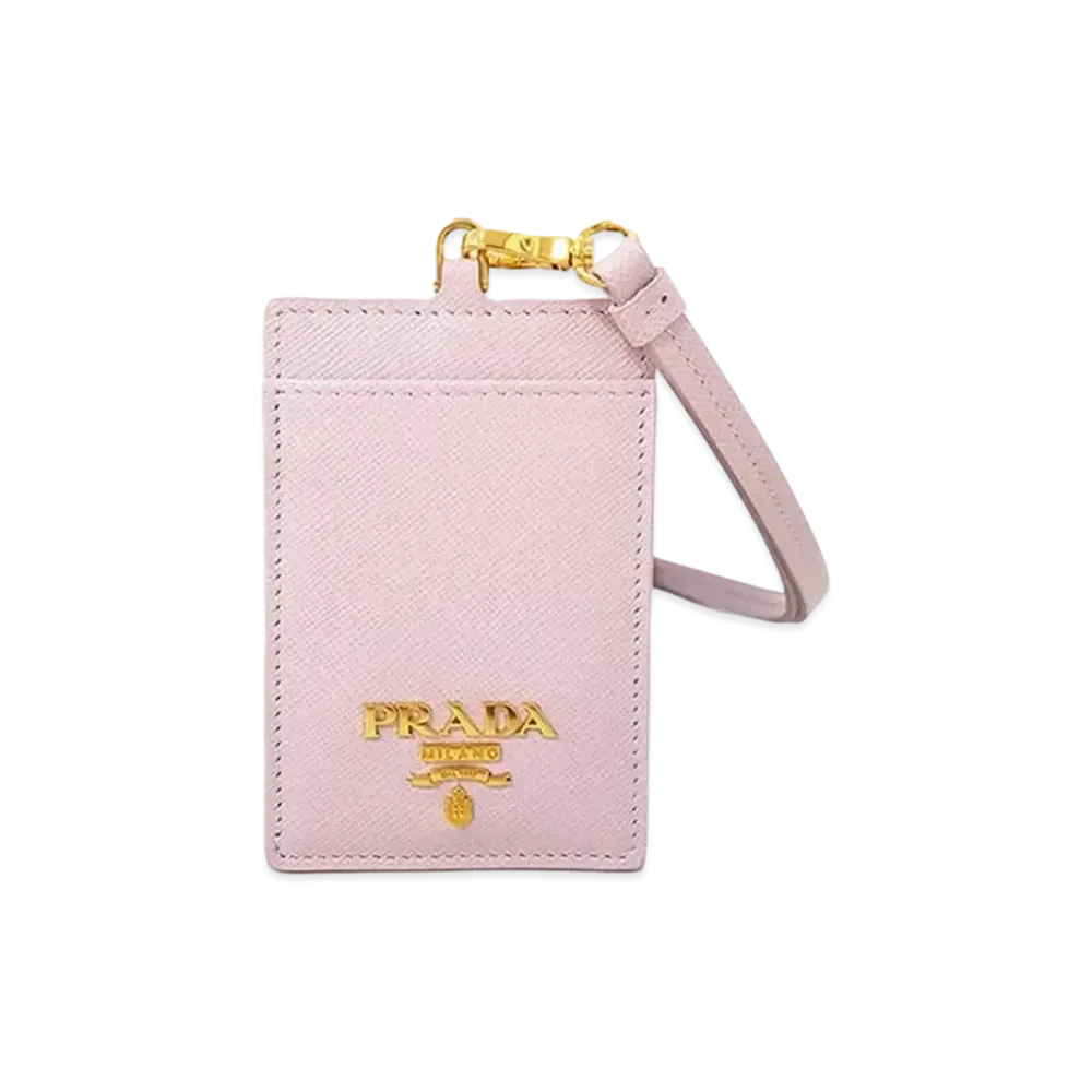 PRADA Saffiano Leather Badge Holder "Alabaster Pink"
