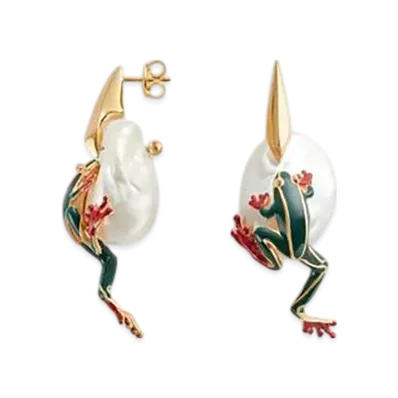 Bottega Veneta Rana Earrings "White/Avocado"