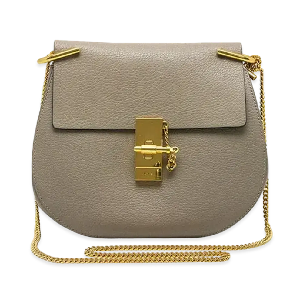 Chloe Drew Leather Chain Shoulder Bag "Gray"