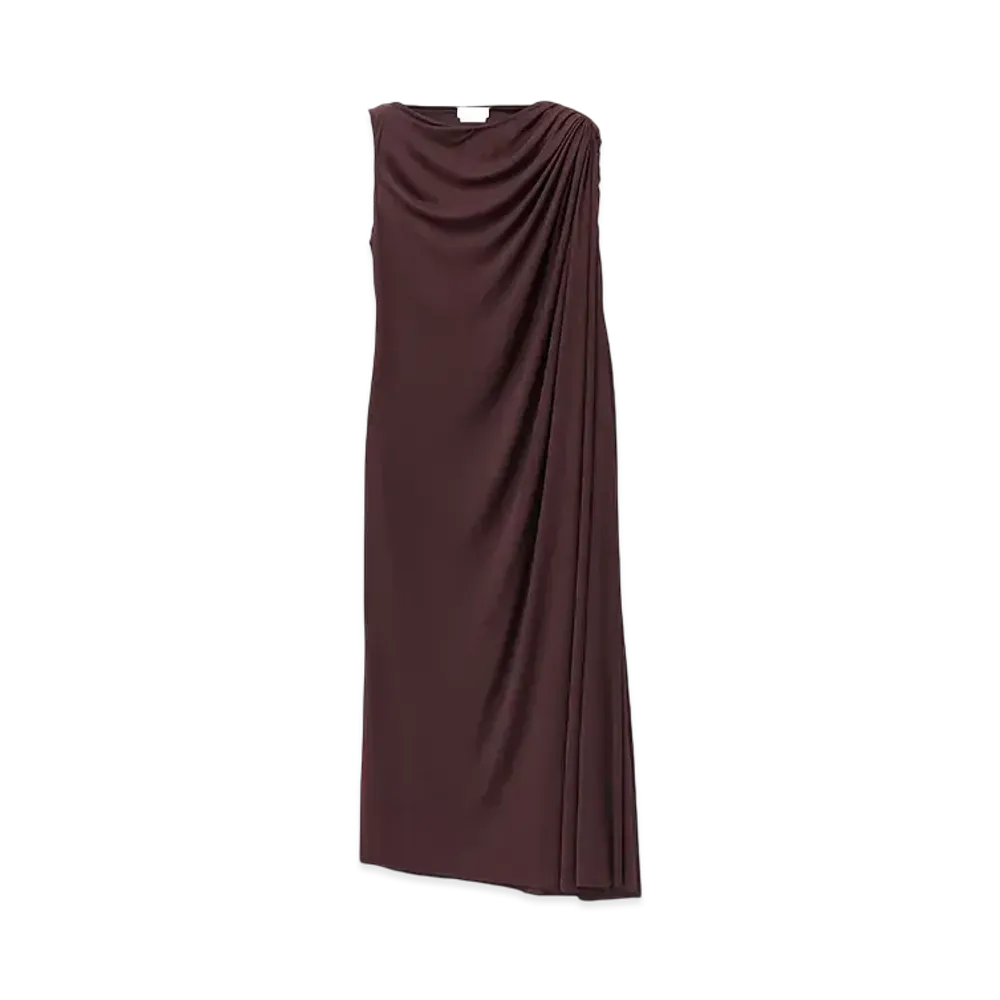 Alexander McQUEEN Draped Midi Dress "Burgundy"