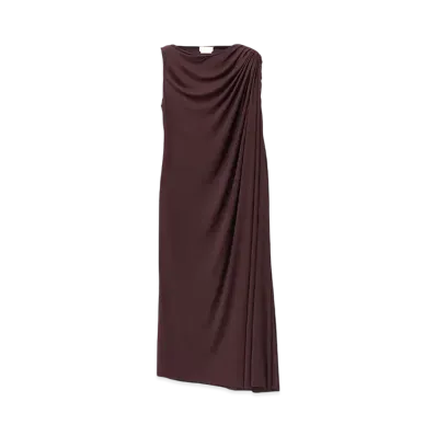 Alexander McQUEEN Draped Midi Dress "Burgundy"
