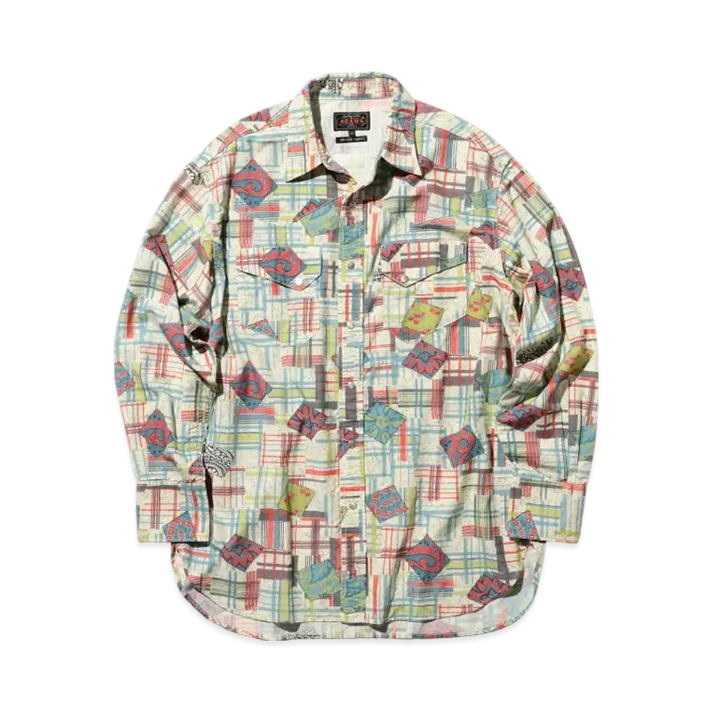 BEAMS Western Shirt Cotton Rayon Print "P/W"