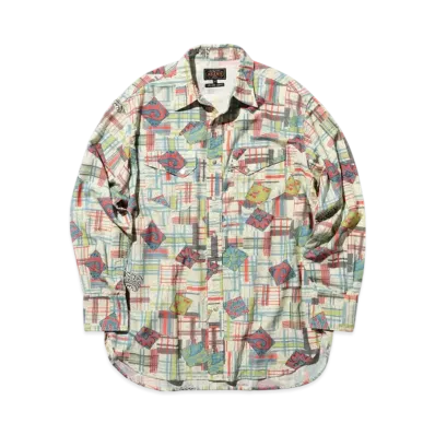 BEAMS Western Shirt Cotton Rayon Print "P/W"