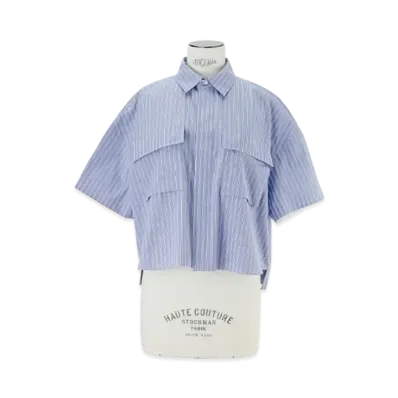 sacai Cotton Poplin Shirt "Light Blue Stripes"