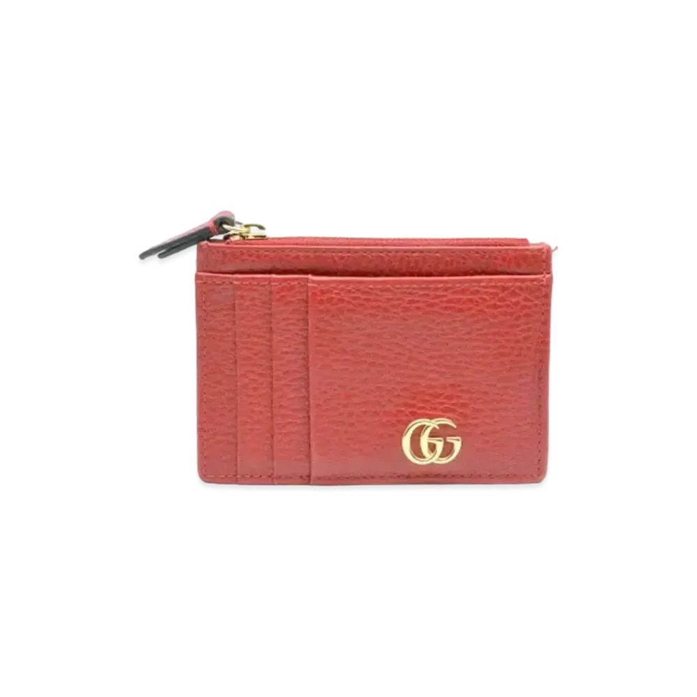 GUCCI Card Case GG Marmont Leather "Red"