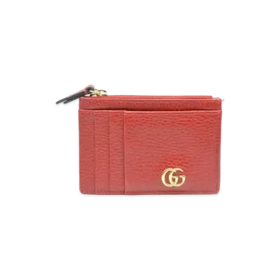 GUCCI Card Case GG Marmont Leather "Red"