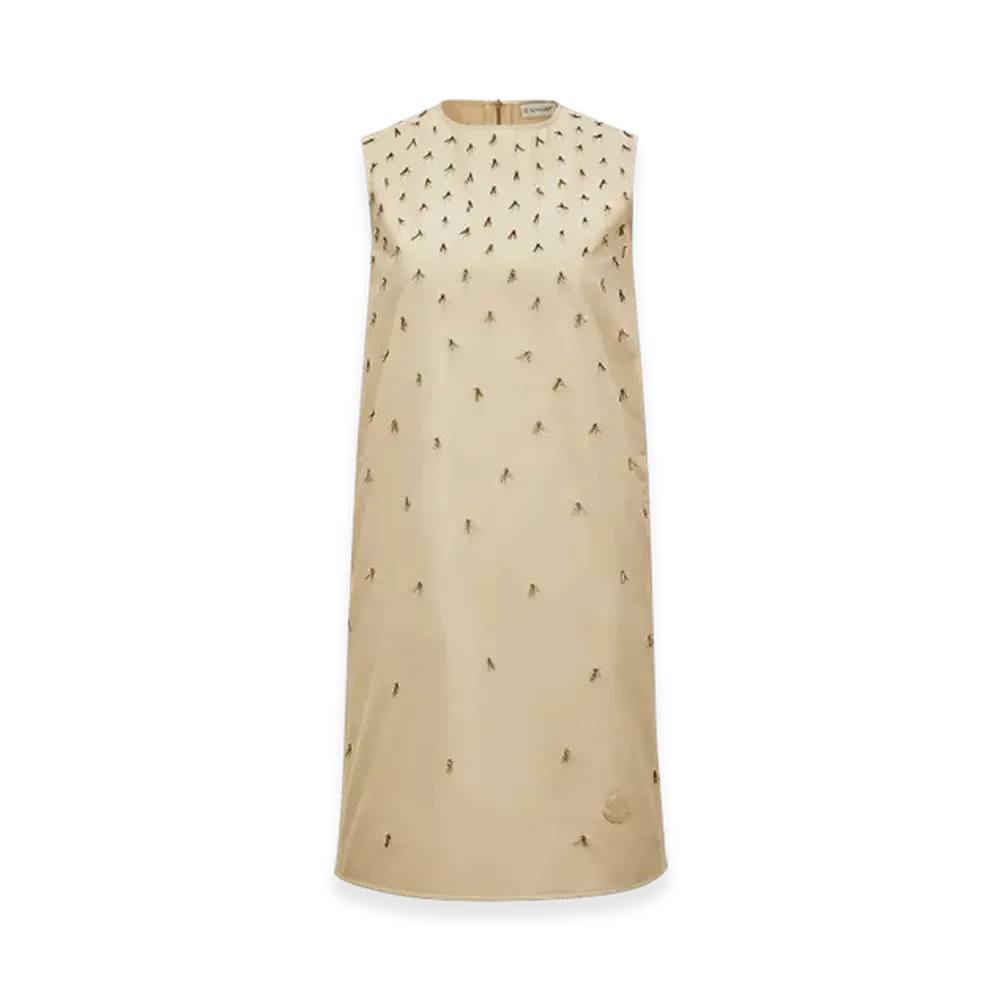 MONCLER Beaded Mini Dress "Light Beige"