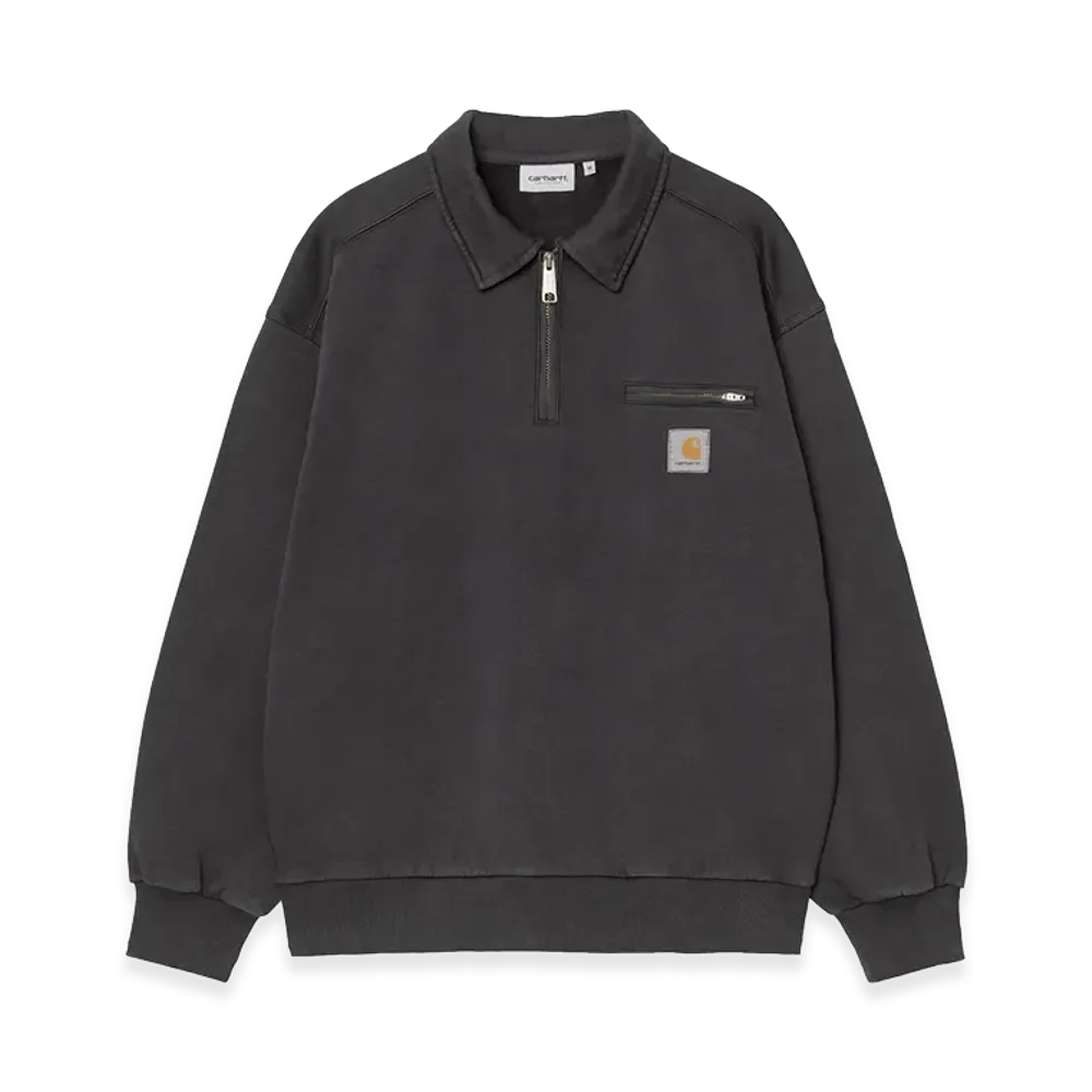 Carhartt WIP Half Zip Detroit Sweat "Black(Stone Washed)"