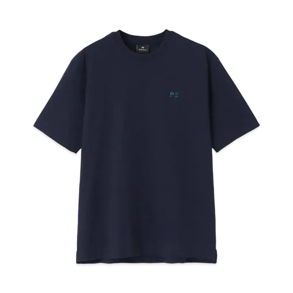 Paul Smith Ps Curve Logo Short Sleeve Cut And Sew "Navy"