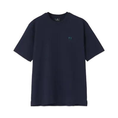 Paul Smith Ps Curve Logo Short Sleeve Cut And Sew "Navy"