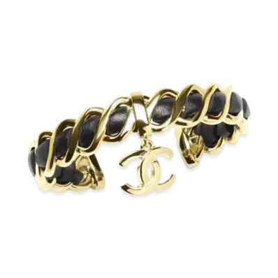 CHANEL Cuff Metal & Lambskin "Gold/Black"