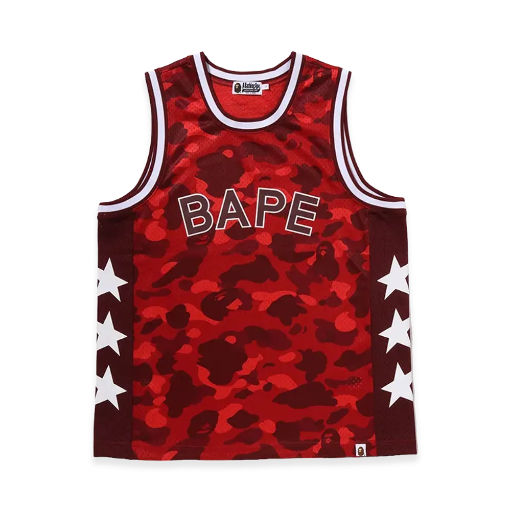 A BATHING APE Mesh Multi Logo Relaxed Fit Tank Top "Red"