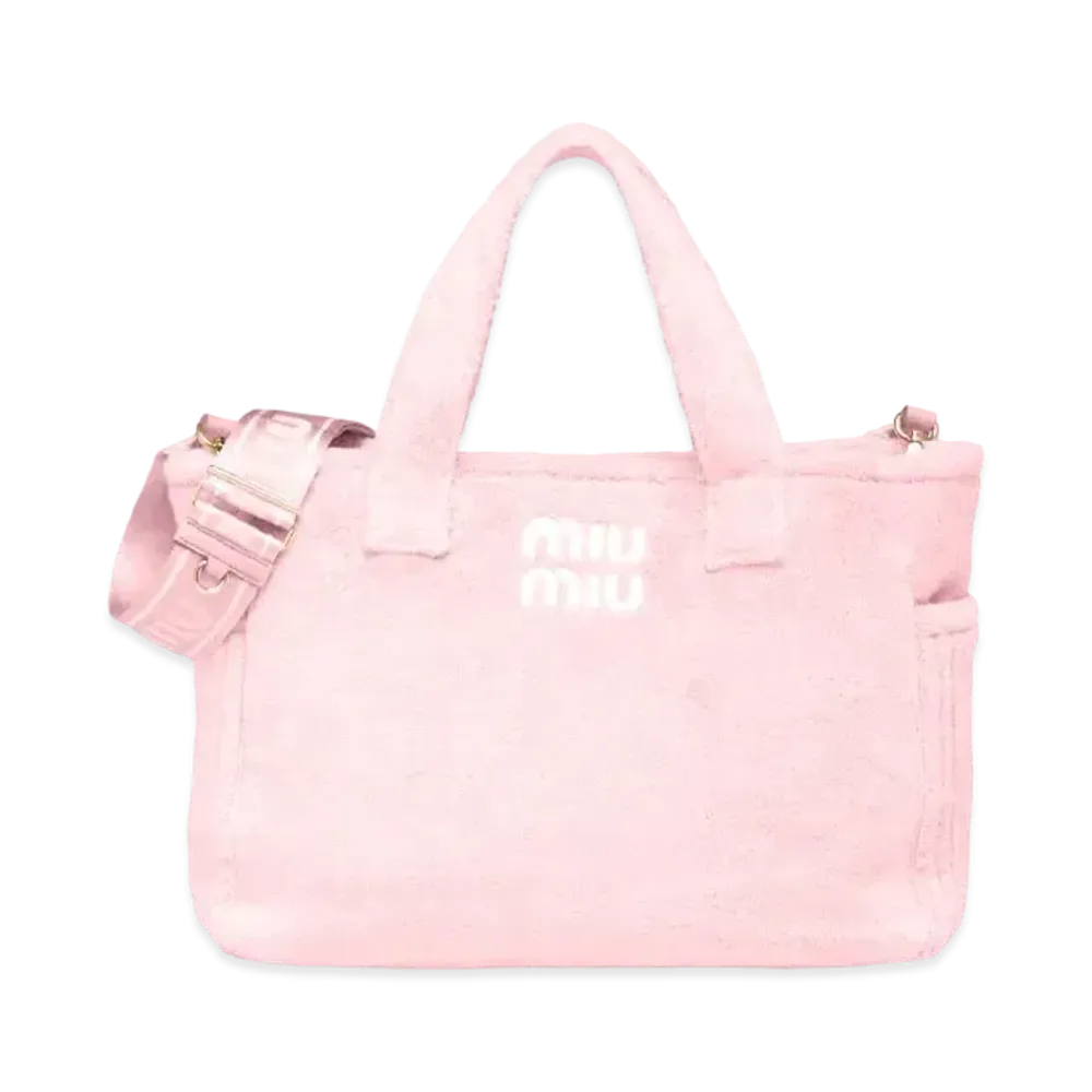 MIU MIU Terry Cloth Tote Bag "Alabaster Pink"
