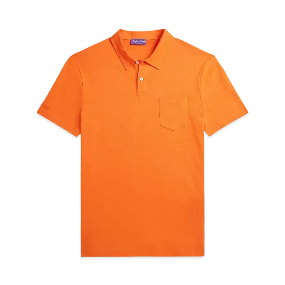 Ralph Lauren Purple Label Linen Cotton Pique Polo Shirt "Orange"