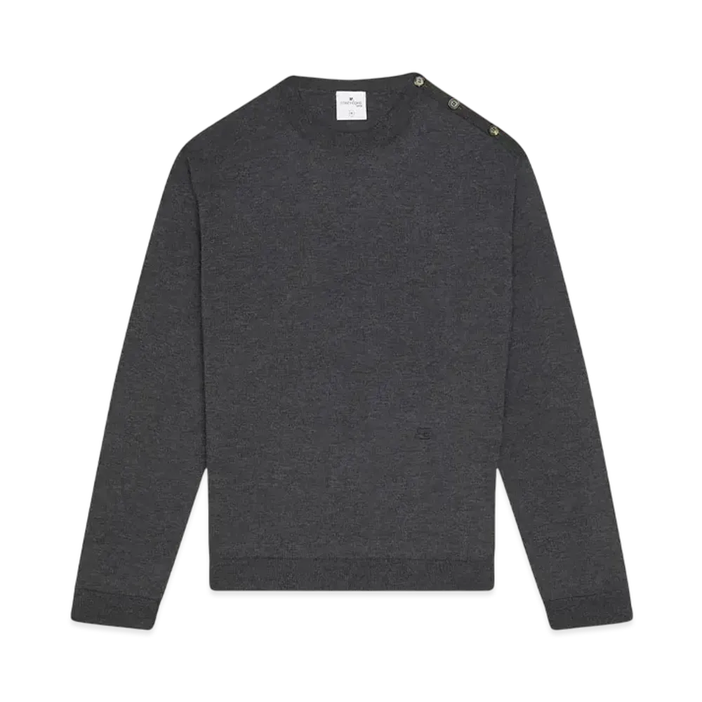 Courreges Shoulder Snaps Light Wool Sweater "Mix Medium Grey"