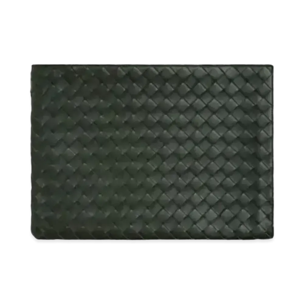 Bottega Veneta Intrecciato Half Zipper Clutch Bag "Dark Green"