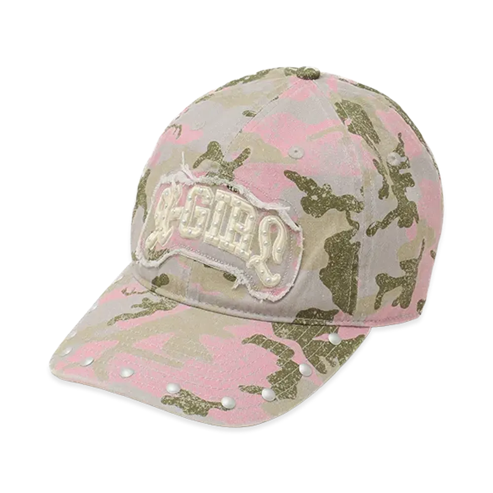 X-Girl Women's Studded Logo Patch 6Panel Cap "Pink"