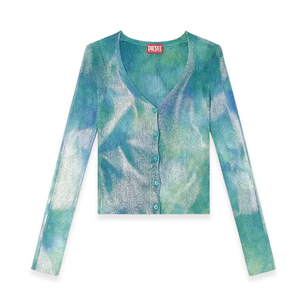 Diesel M-Isotta Cardigan In Metallic Solarised Knit "Azure"