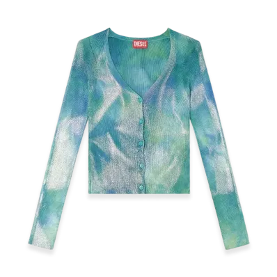 Diesel M-Isotta Cardigan In Metallic Solarised Knit "Azure"