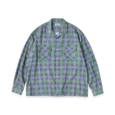 SEDAN ALL-PURPOSE Printed Plaid Flannel Open Collar Shirt "Green"