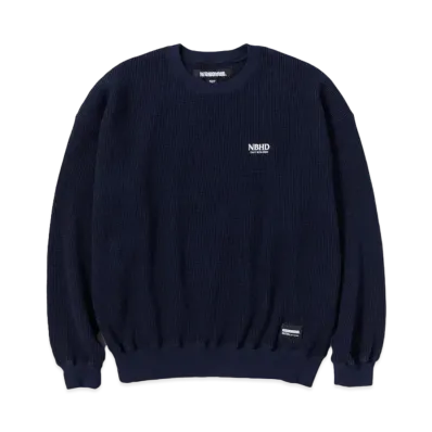 NEIGHBORHOOD Waffle Fabric Crewneck LS "Navy"