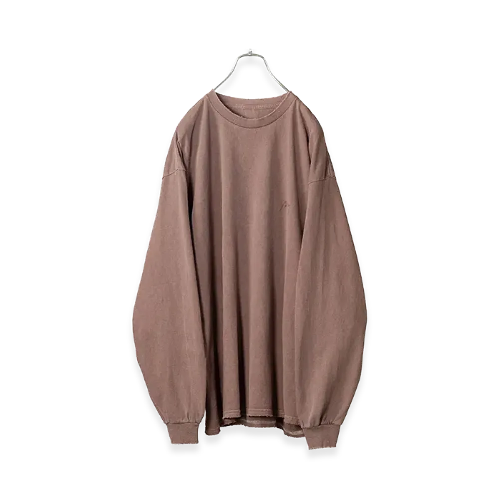ANCELLM Embroidery Dyed LS T-Shirt 2 "Marron"