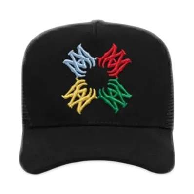 AMIRI Kids' Scribble Ma Quad Trucker Hat "Black"