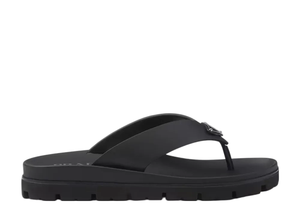 PRADA Rubber Thong Sandals "Black"